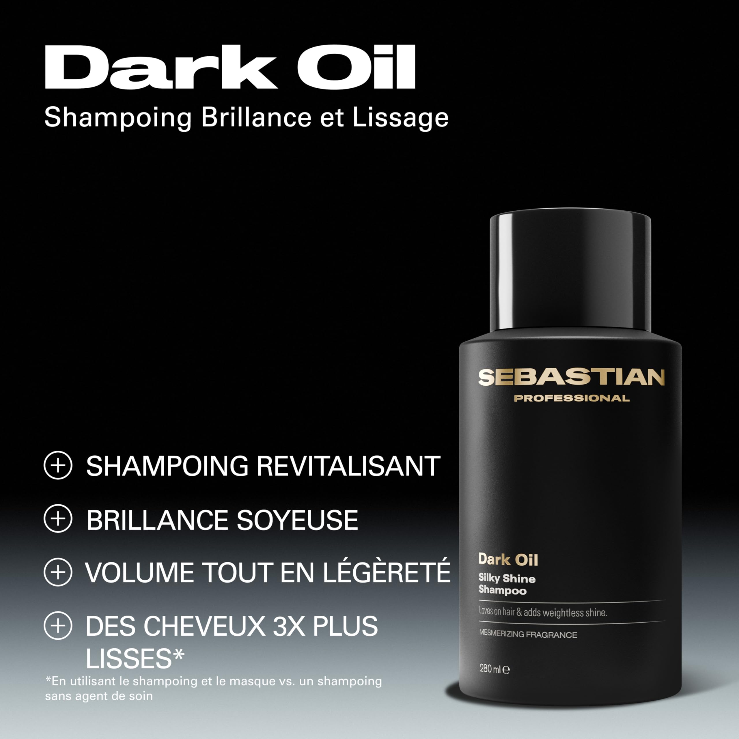 Sebastian Professional Dark Oil – Shampoing brillance et lissage professionnel, nettoie en douceur et sublime les cheveux