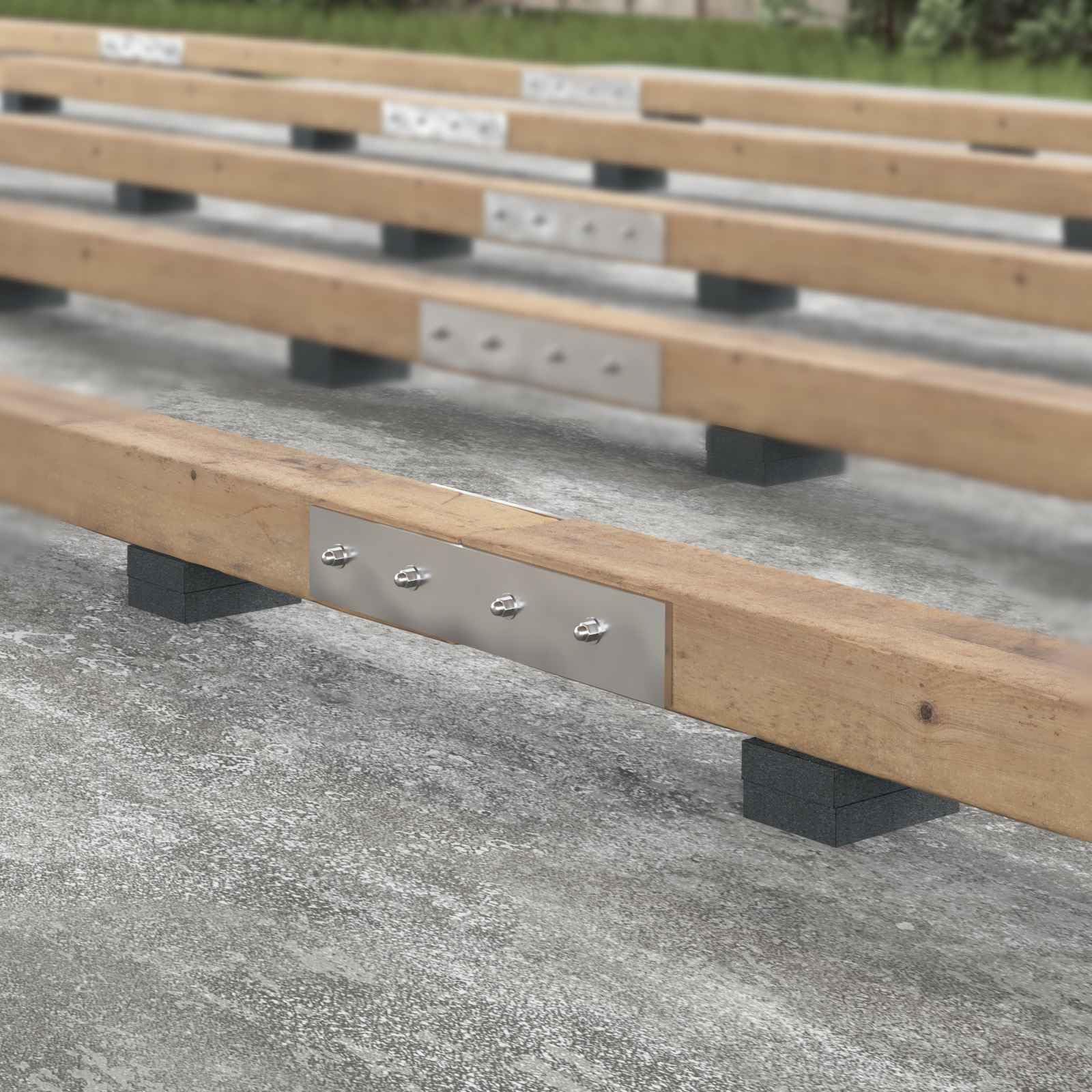 Tapis de terrasse antidérapant en granulés de caoutchouc, noir, 6