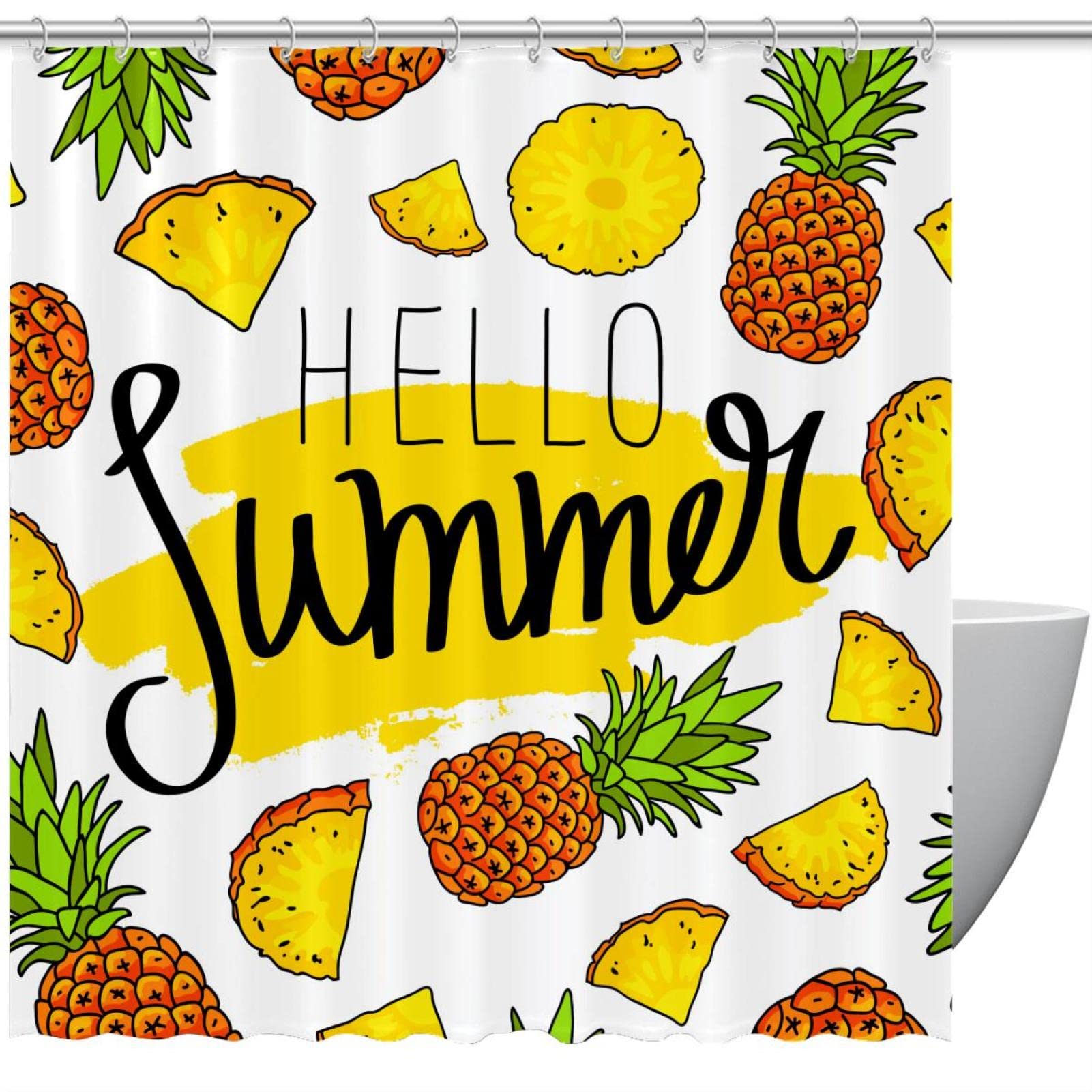 Rideau de douche ananas anti-sol mouillé pour salle de bain propre 168x183