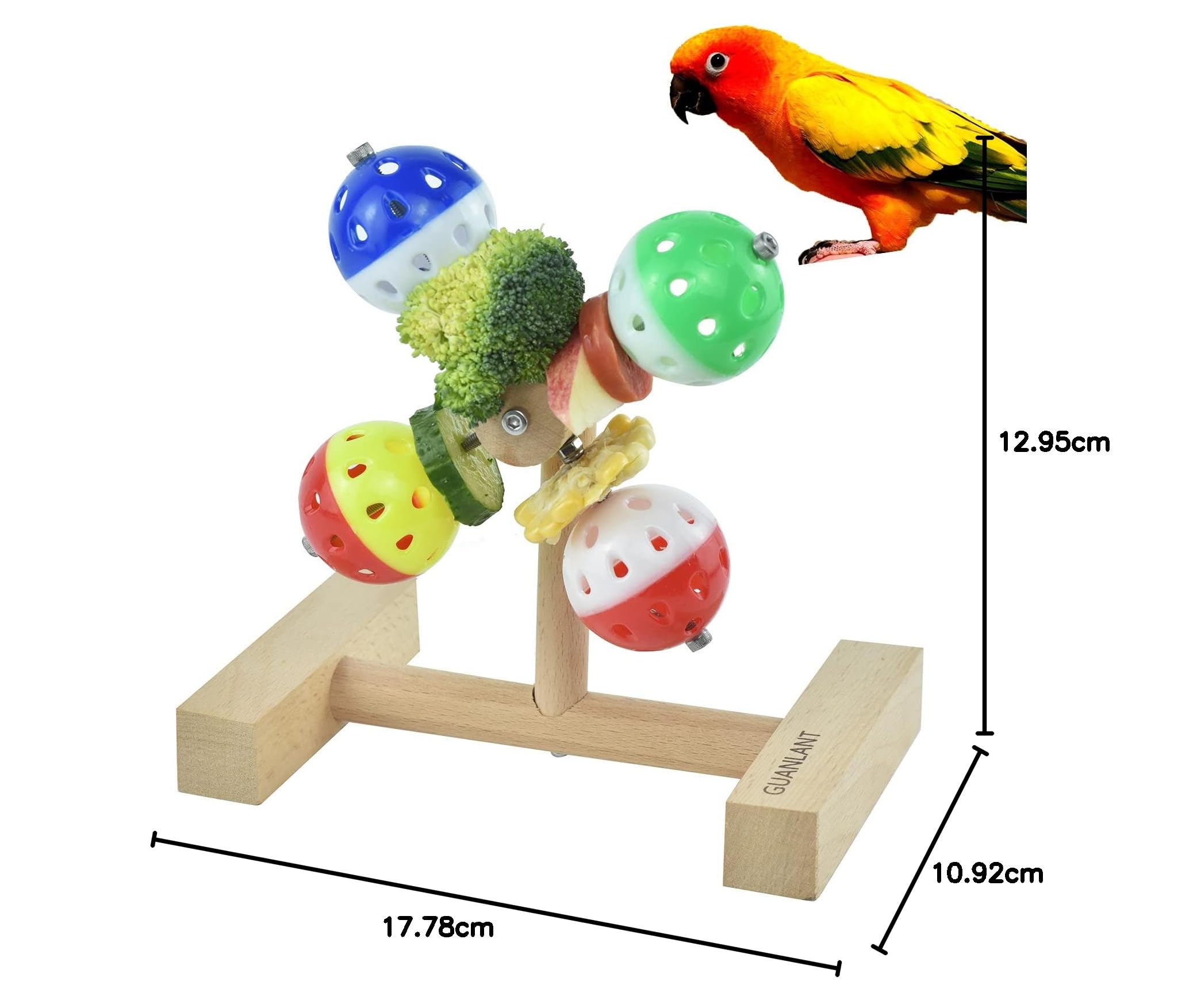 Rotierender Vogelspielzeug, Futterball, interaktives Papageien-Spinner-Spielzeug, Vogelfutterstation Sittich Fußspielzeug, Kauspielzeug, Vogelkäfigzubehör für Nymphensittiche, Wellensittiche