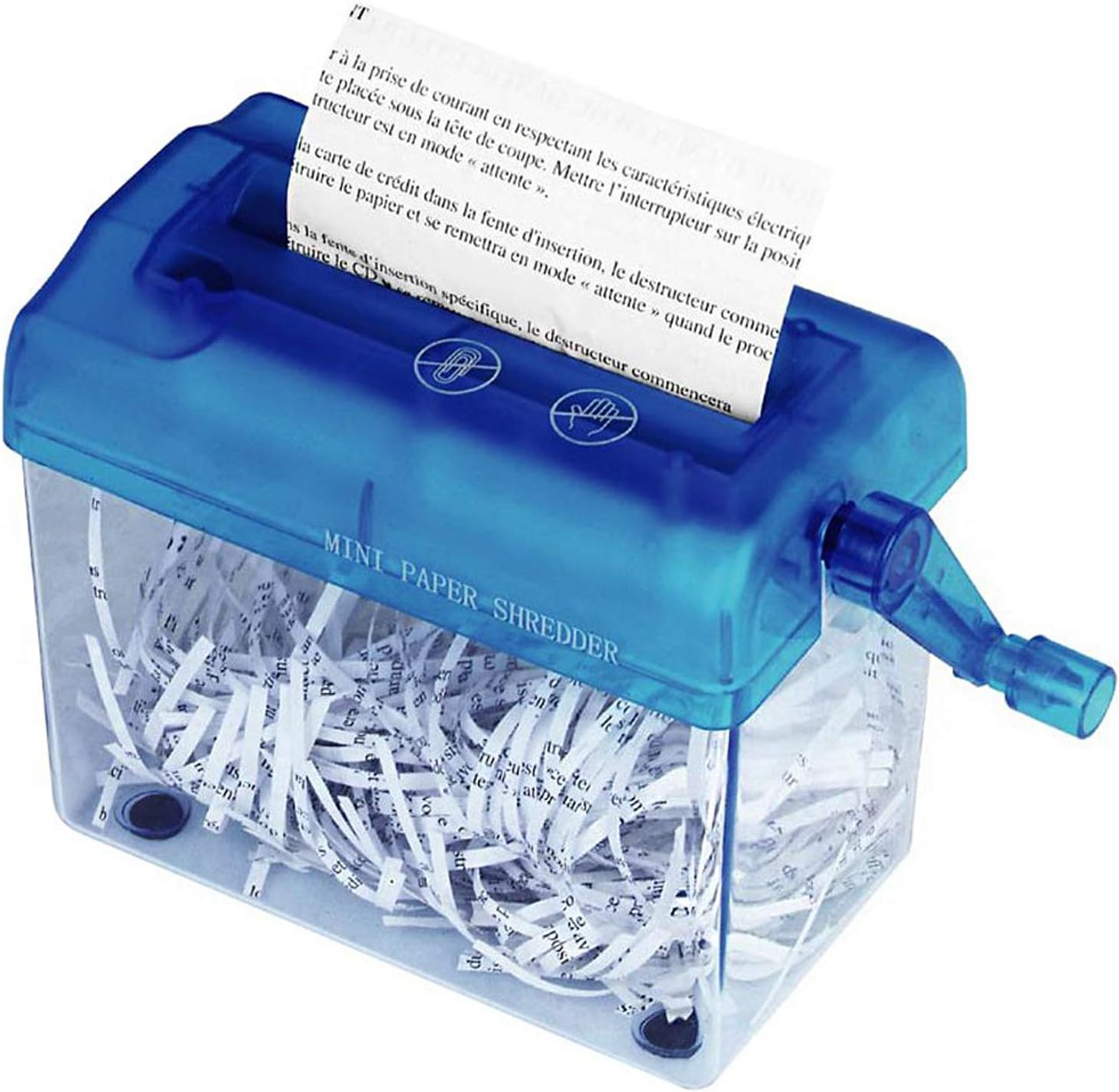 Portable Hand Shredder,Portable Mini Desktop A6 Paper Shredder and Letter Opener, Hand Crank File Paper Shredder Heavy Duty Color Paper Cut Shredder for Office Home School (Blue)