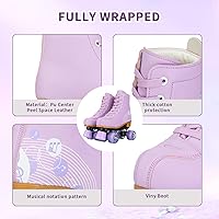 Vista 4 de jessie Roller Skates Women and Girl, PU Leather Light up Adult Roller Skates, Cute Adjustable Four-Wheel Beginner Women Roller Skates Outdoor Indoor