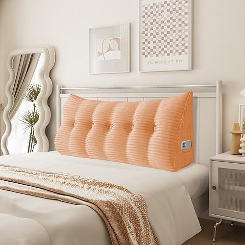 Miniatura 98 de Almohada de cuña para sentarse en la cama, almohada de lectura para adultos, soporte para respaldo, almohada de cabecero, sofá cama, cojín