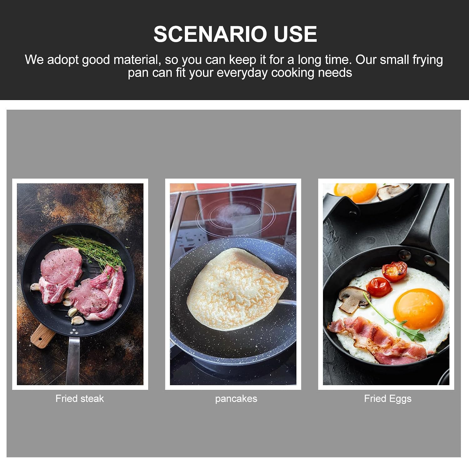 2Pcs Non-Stick Frying Pan and Pancake Making Pan 14Cm Mini Egg for Home Cooking Sturdy Small for Breakfast and Omelette