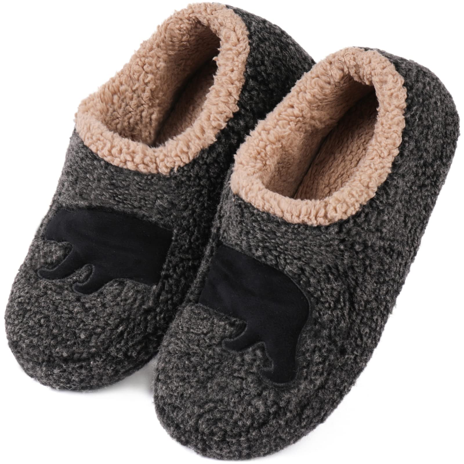 ULTRAIDEAS Fuzzy Slippers Socks for Men, Soft Sole Sherpa Fleece Lined Indoor House Shoes with Non Slip Grippers