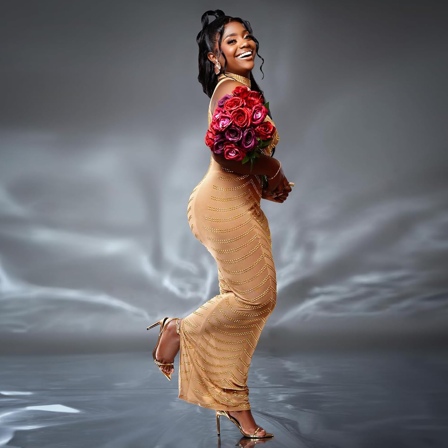 Nagfar Women Rhinestone and Sequin Birthday Party Sexy Club Night Out Holiday New Years Formal Dress - Image 2