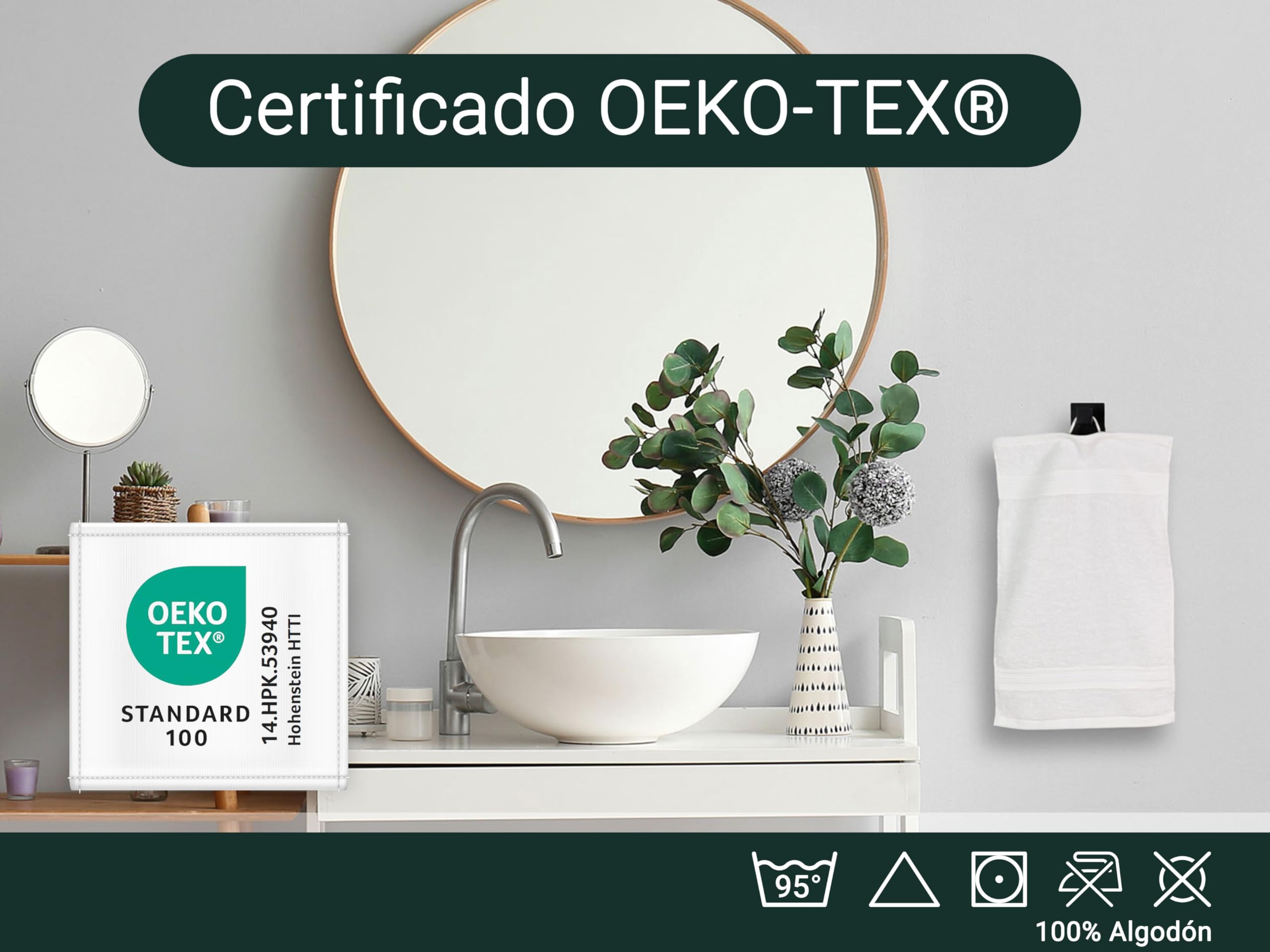 ZOLLNER Juego de 10 Toallas para Invitados de 30 x 50 cm: Toallas Especialmente Suaves y absorbentes en Color Blanco, con práctico Colgador, Lavables hasta 95 °C, de algodón, Calidad hotelera