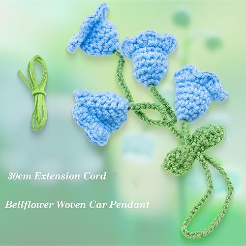 Miniatura 3 de Accesorios para colgar espejos de automóvil, colgante de flor de lirio tejido hecho a mano, bonita decoración colgante de ganchillo para espejo