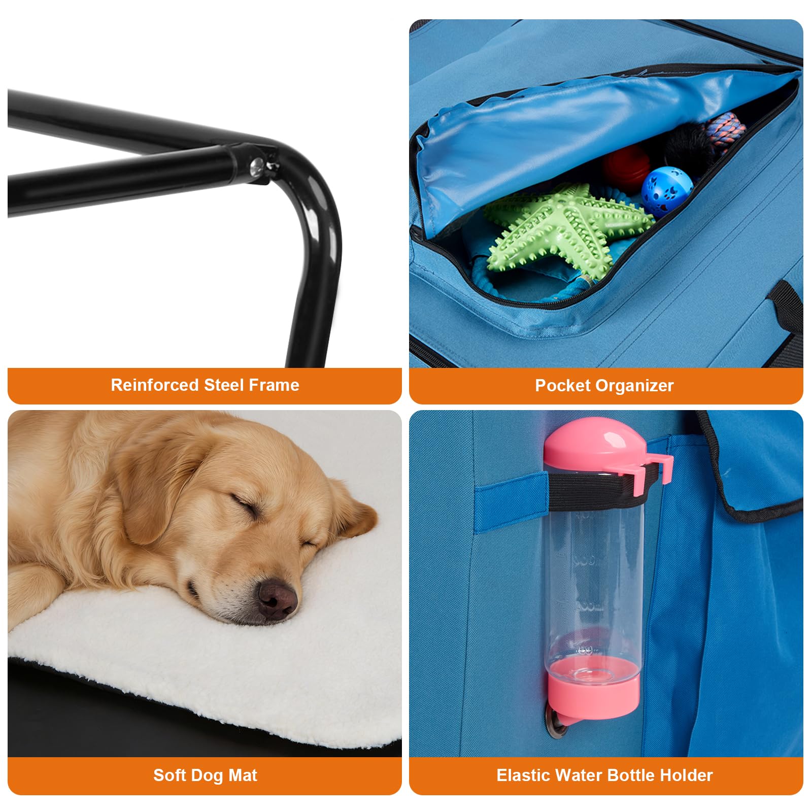 Ownpets Cage de transport pliable pour chien 4 portes avec tapis, taille XL