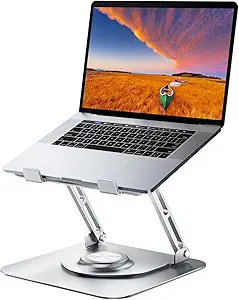 Laptop Stand for Desk, Adjustable Computer Stand with 360° Rotating Base, Ergonomic Laptop Riser for Collaborative Work, Foldable & Portable Laptop Stand, fits for All 10-16" Laptops