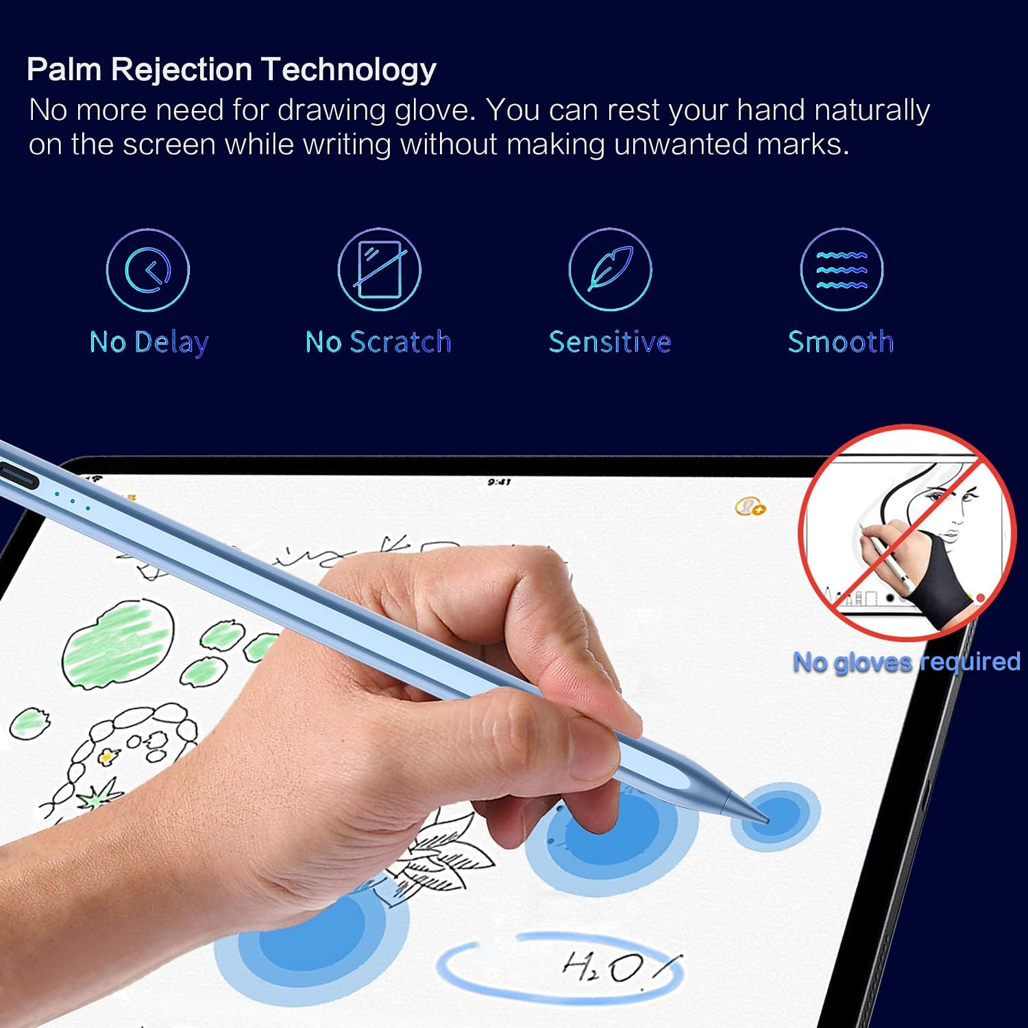 Stylus Pen for iPad 6th-11th Generation, 10 Mins Fast Charge Apple Pencil Compatible with 2018-2025 iPads Pencil, Apple Pen for iPad Pro 11"/12.9"/M4, Air 3/4/5/M2/M3, Mini 5/6 Gen, Blue