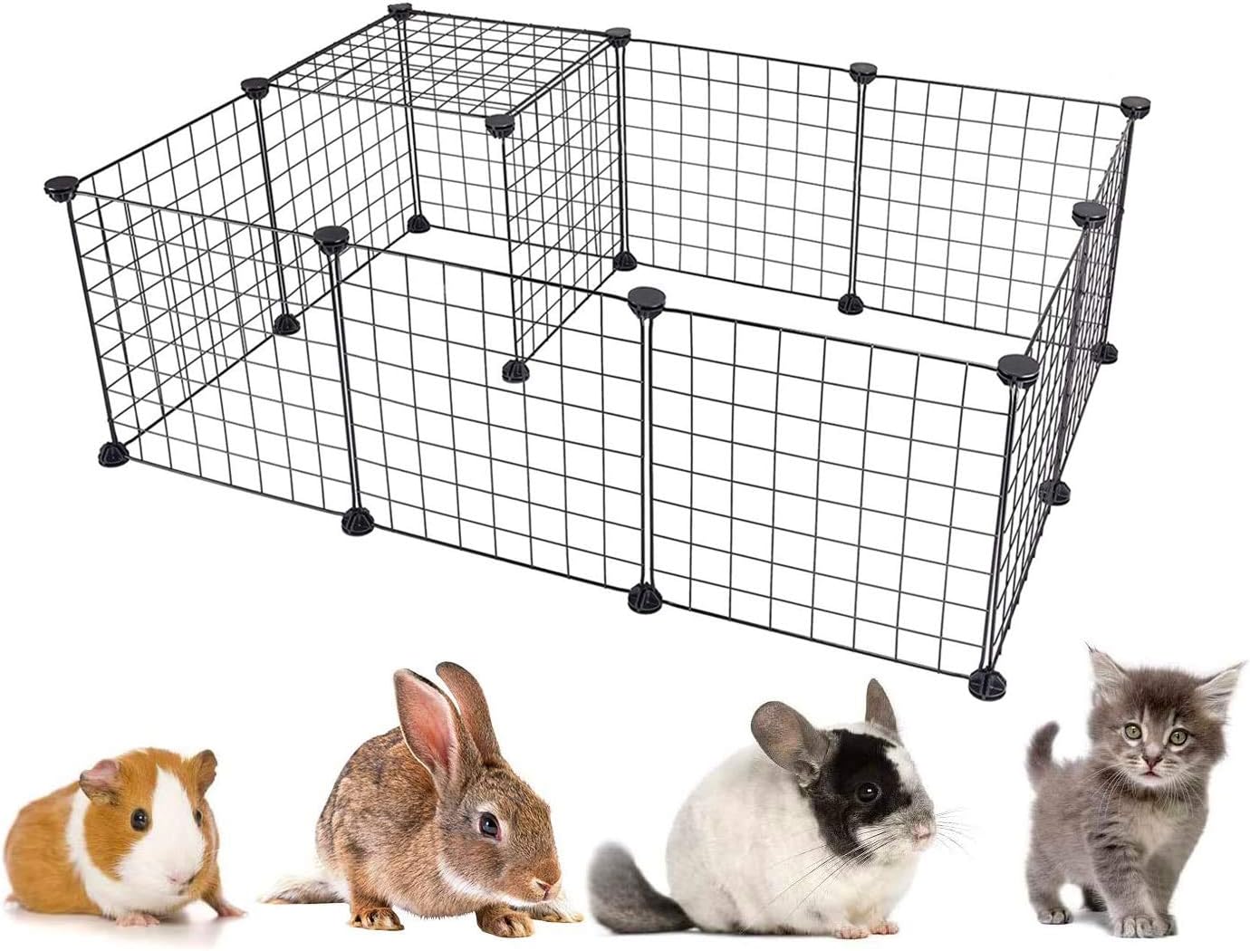 ZaneSun 12 Panels Metal Pet Playpen Tent Cats Exercise Pen Crate Cage Kennel Dog Foldable Fence Yard Barrier Ideal for Guinea Pigs, Rabbit, Gerbil, Puppy Pet Products, DIY Metal Wire Yard Fence Indoor