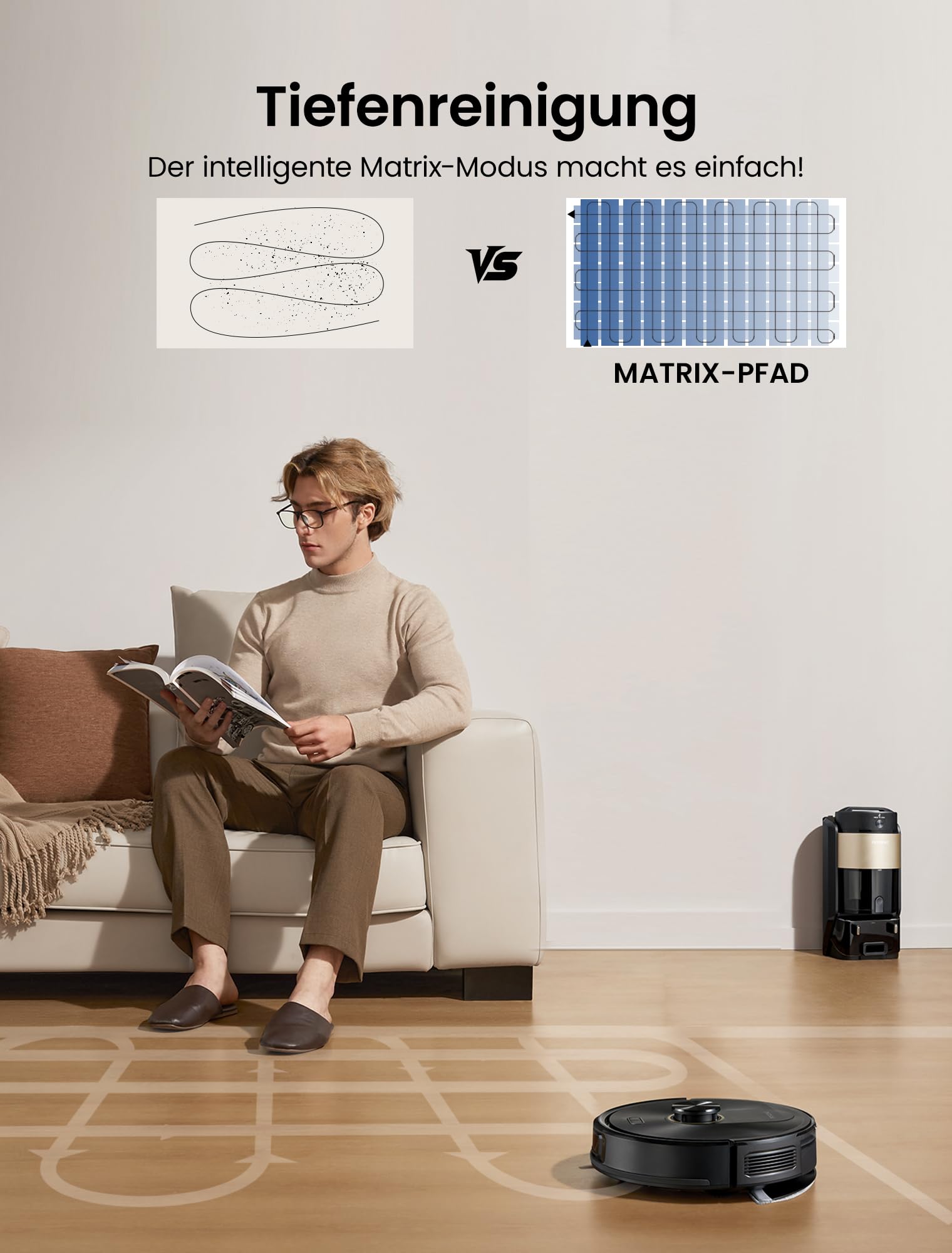 Proscenic Q20 Saugroboter mit Wischfunktion, 10000 Pa Saugkraft 200 min Staubsauger Roboter mit Absaugstation, Hindernisvermeidung, 3-in-1 Saug und Wischroboter für Tierhaare, Teppiche, Hartböden