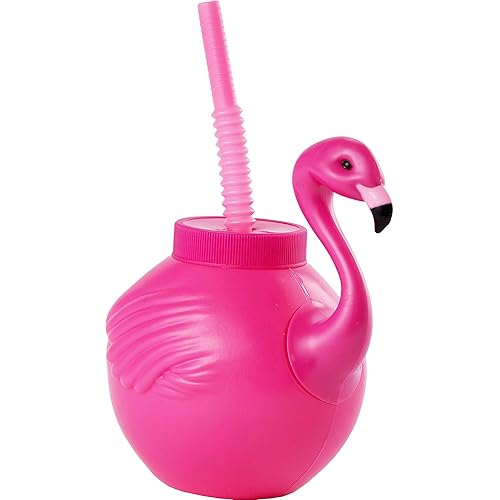 Pink Flamingo Sippy Plastic Cup (18 oz) - Pack of 1 | Perfect for Kids & Toddlers