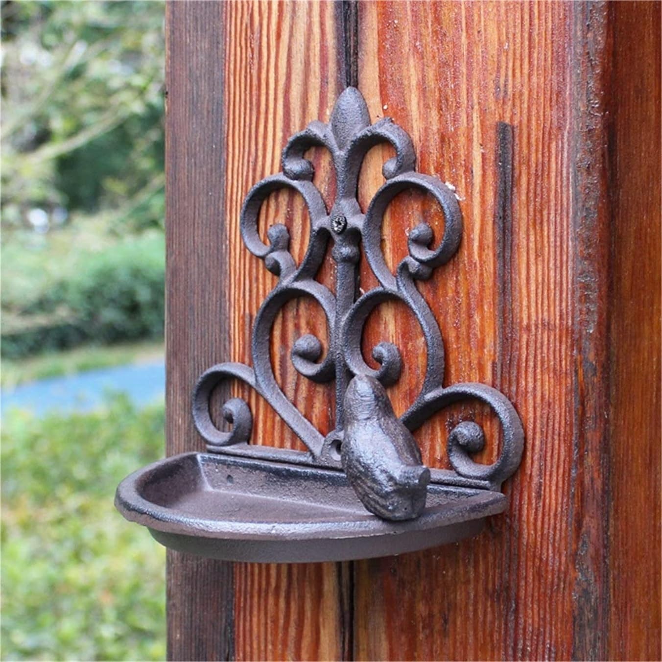 Ptaków Ogrodowych Rustykalny Żeliwny Karmnik Dla Ptaków Farm Home Garden Ścienny Metalowy Ptak Figurka House Accents Karmnik