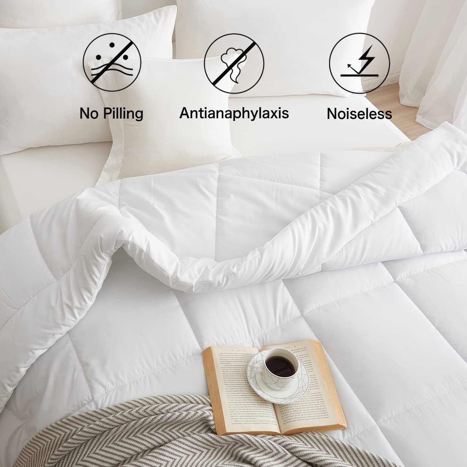 BedTreat Down Alternative Comforter with Corner Tabs - Summer Quilted Light Weight Queen Size 140 GSM White Comforter, Machine Washable Microfiber Bedding : Home & Kitchen