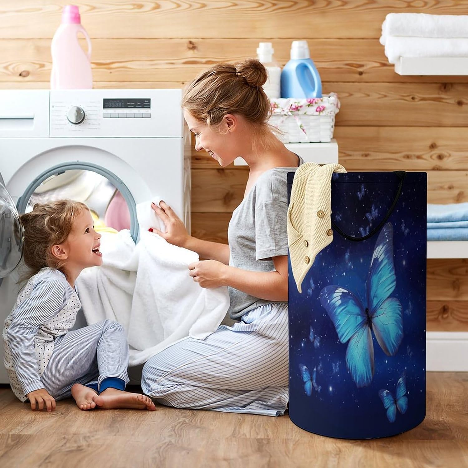 Dirty Clothes Basket Extra Large 110l Open Top Laundry Hamper With Portable Carry Handles, Foldable Waterproof Clothes Basket Spacious Laundry Bag For Bedroom Bathroom Laundry Room Dorm