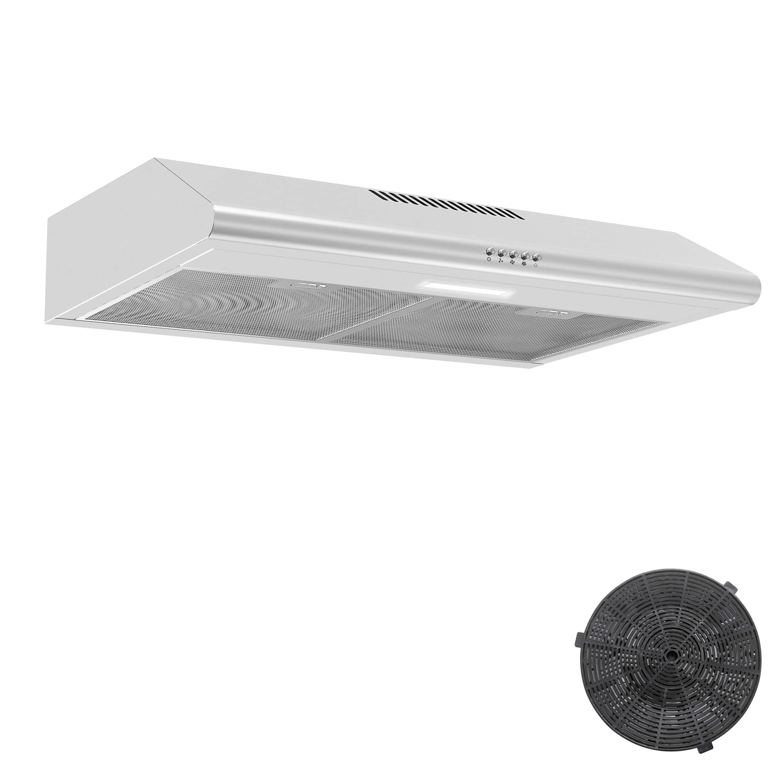 SNDOAS Range Hood 30 inch,Ductless Range Hood with Charcoal Filter,Under Cabinet Range Hood,Kitchen Hood with Button Control,Vent Hood with Aluminum Filters,LED Lights,3 Speeds Stove Hood Vent