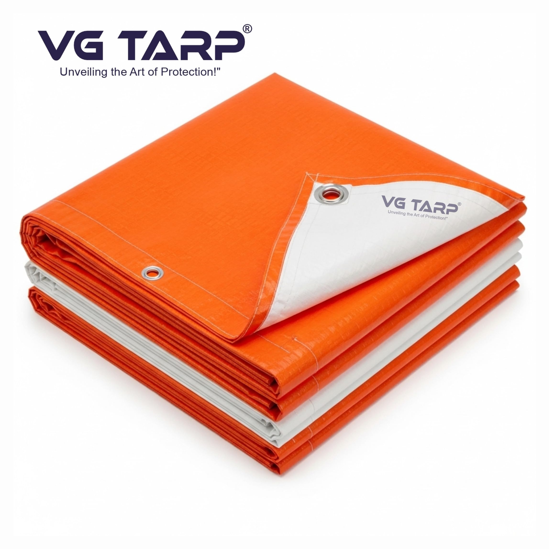 250 GSM HDPE Tarpaulin 6 X 9 Feet I Heavy-Duty Waterproof Non-Filler Sheet for Car Parking Shed, Tin Shed, Bike Cover, Outdoor Rainproof Tent, Garden, (Orange/White) — Amazon image 2