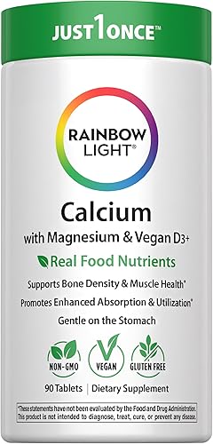 Rainbow Light Complejo de calcio con magnesio y vitamina D3 +  90 tabletas  Nutrientes alimentarios reales  Apoya la densidad ósea y la salud