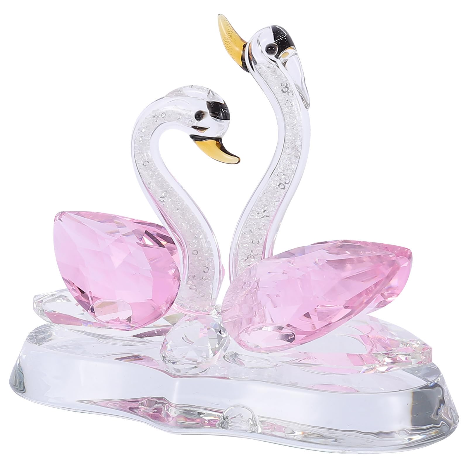 Cygne en cristal rose avec strass brillants : artisanat décoratif et reflets d'exception