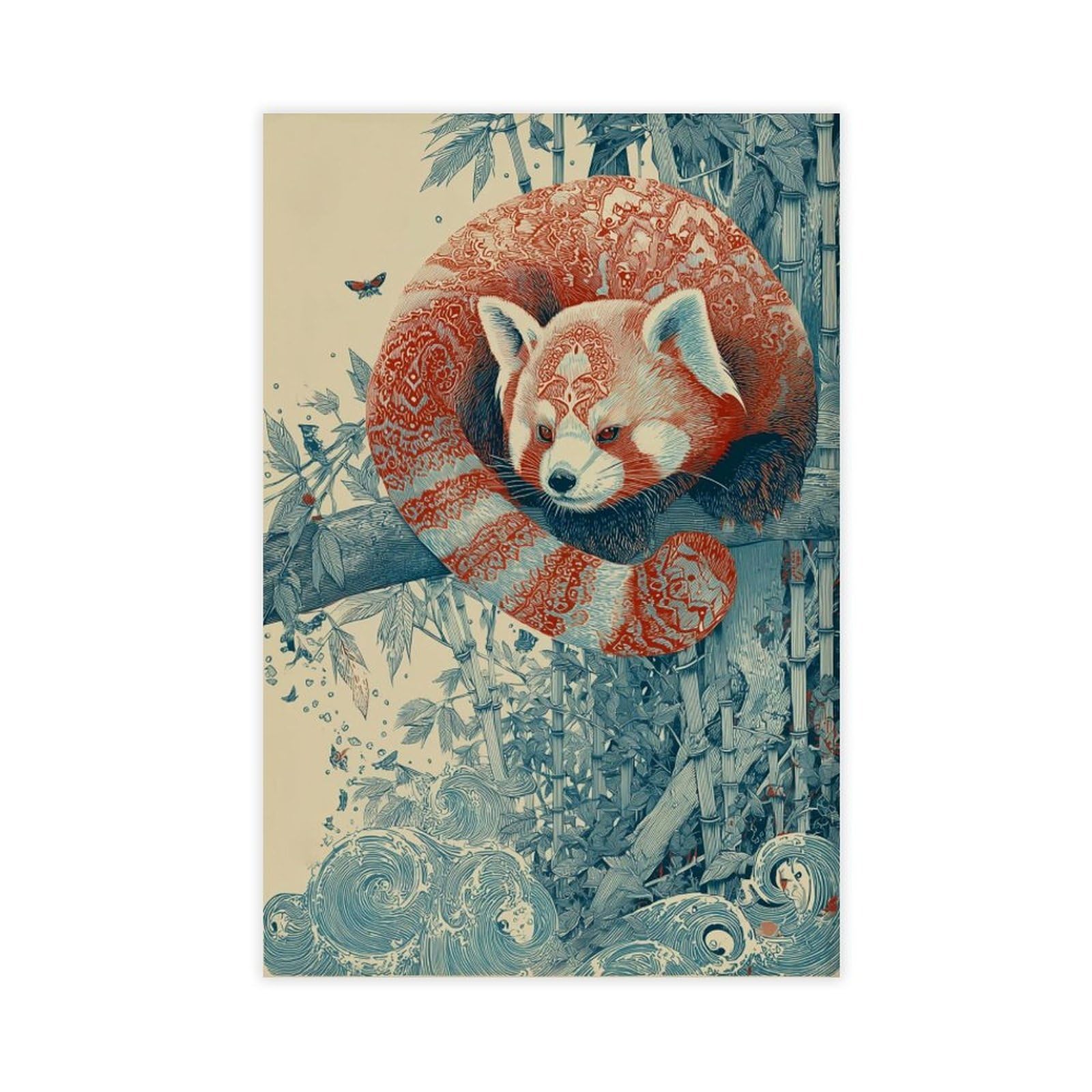 Toile style japonais panda rétro - Douceur et poésie murale - 8