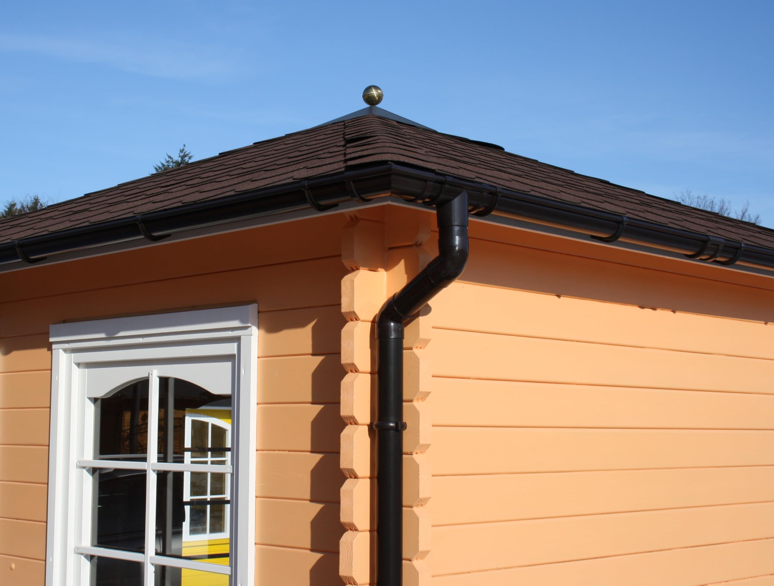 4 Home & Garden Dachrinnen Set Anthrazit | Flachdach Pultdach (1-Seite) bis 600cm | Halbrundrinne 65mm Kunststoff Fallrohr DN60 in 3 Farben | Regenrinnen Komplettset