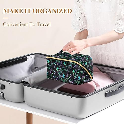 Miniatura 4 de Bolsa organizadora de maquillaje, Halloween, murciélagos negros, cielo nocturno con estrellas, bolsas de maquillaje de viaje, estuche de maquillaje