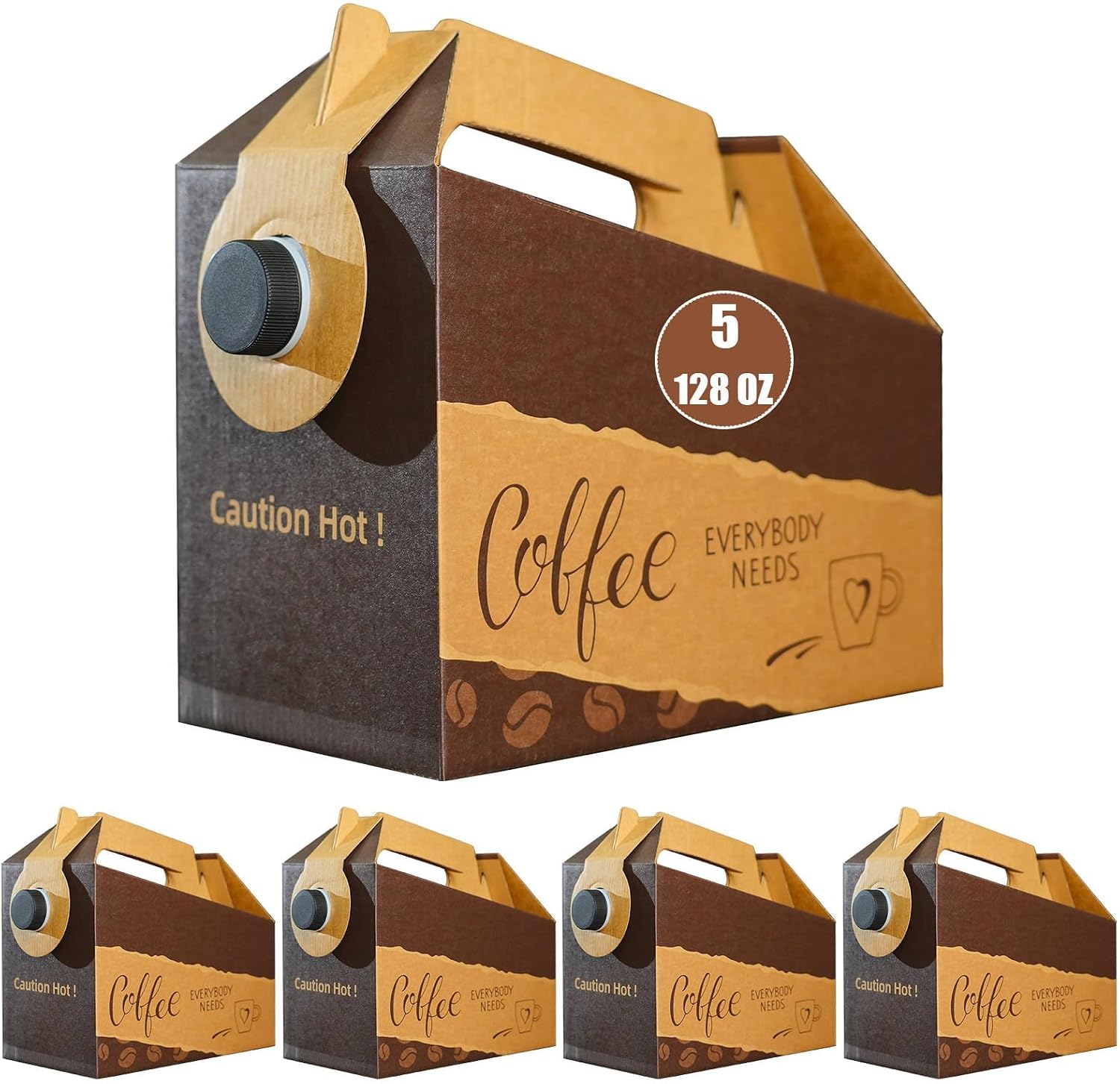 5 Pack 96oz Coffee Boxes For Catering, Coffee Boxes To Go, Disposable Coffee Dispenser, Portable Cold/Hot Beverage Dispensers For Catering, Office, Party
