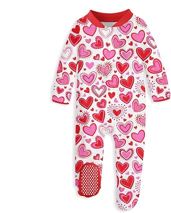 uideazone Baby Girls Footed Pajamas, Zip Sleeper with Gripper Soles 0-12M