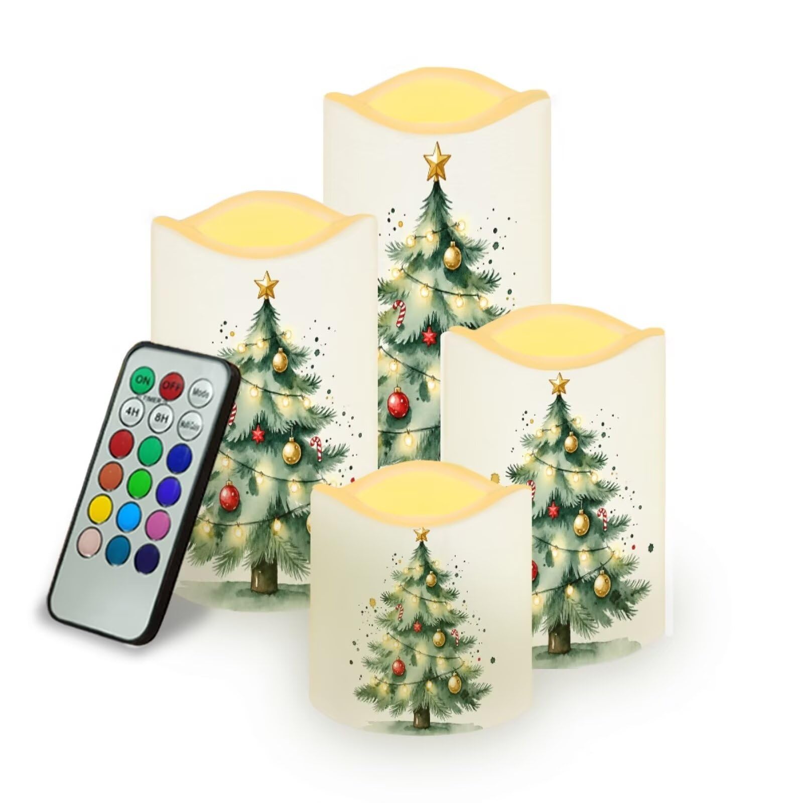 Thanksgiving Gnome Flameless Battery Operated Candles Set of 4 | Flameless Candles with Remote Flickering, LED Candles with Timer for Living Room Decorations, fall decor