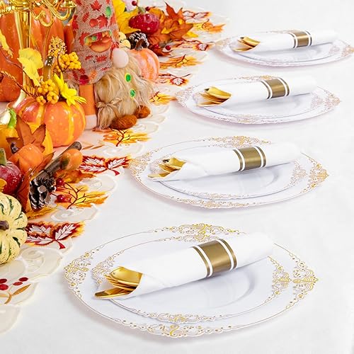 Vista 14 de Liacere Paquete de 30 cubiertos de plástico dorado – Utensilios de plástico dorado de alta calidad – Incluye 30 tenedores, 30 cuchillos, 30 Oro