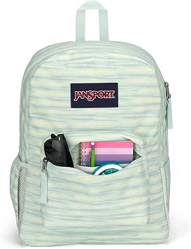 JanSport Cross Town Backpack 17 x 12.5 x 6 - Simple Bag for Everyone with 1 Main Compartment, Front Utility Pocket - Premium Class Accessories - 70s Space Dye Fresh Mint