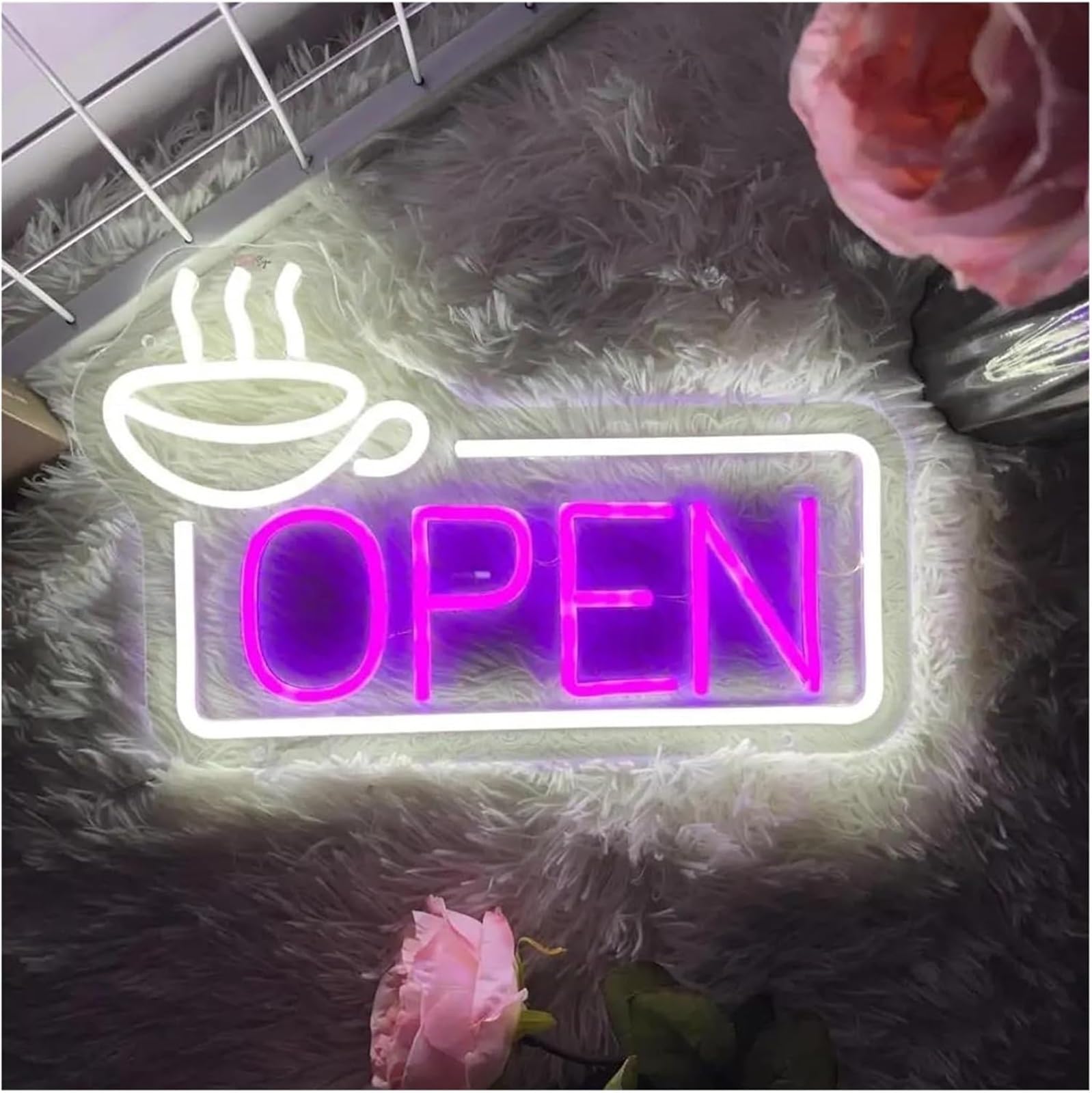Lampada da parete sospesa con insegna luminosa al neon a LED "OPEN" per negozi, attività commerciali, bar, club e caffè
