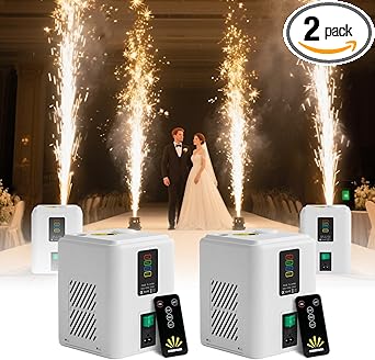 2 PCS, Pro Mini Cold Spark Machines - Wireless Portable Special Effects Generator for Weddings/Stages/Outdoor Events (White, Not Include 20 Packs Consumables)