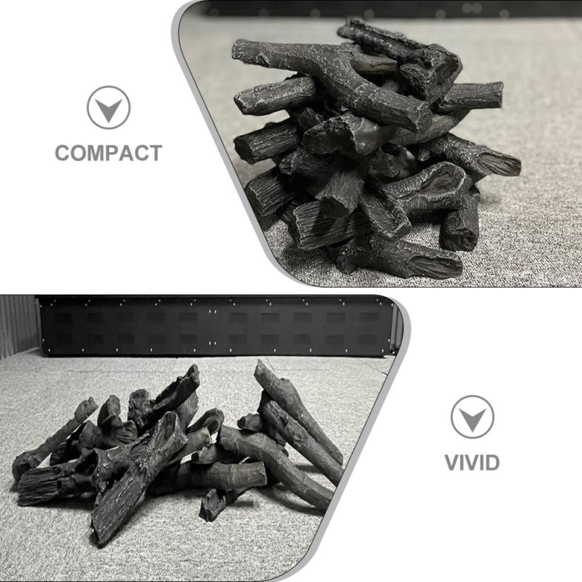 4 Pezzi Decorazione Carbone Finto per Caminetto Elettrico in Resina