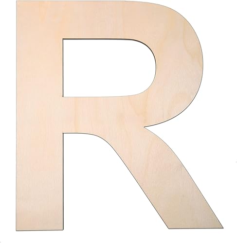 Letra de madera R de 12 pulgadas, letra de madera grande sin terminar de 14 de pulgada de grosor para manualidades, decoración de pared del hogar