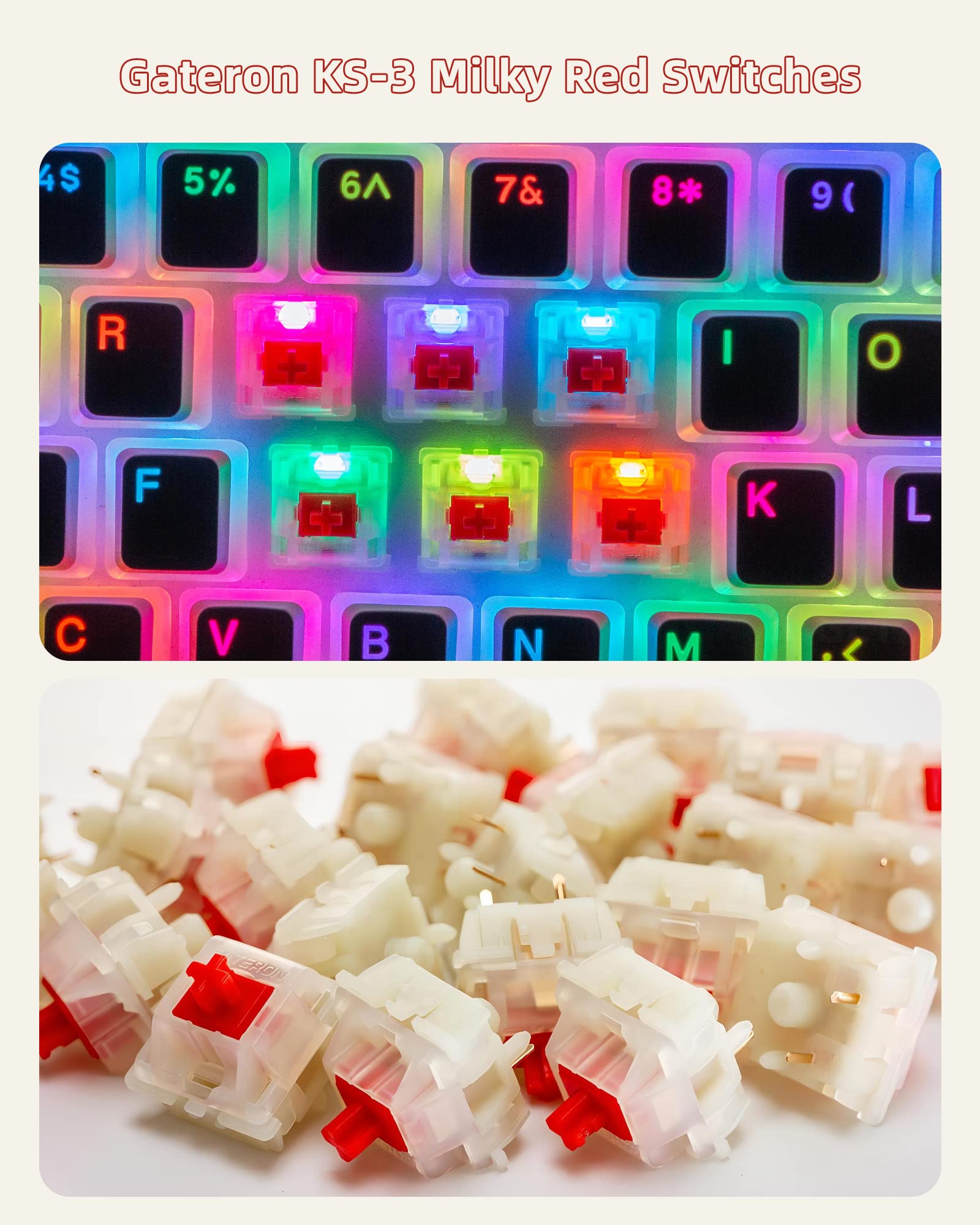 Gateron Milky Red Switches for Mechanical Keyboard Silent Tactile