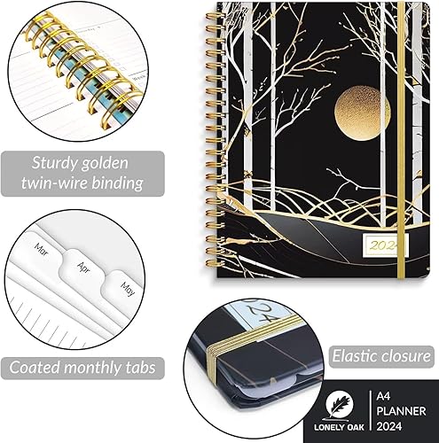 Miniatura 5 de Agenda 2024 grande semanal y mensual, 8.5 x 11 pulgadas, planificador diario en espiral 2024, agenda A4 y organizadores con pestañas de enero a