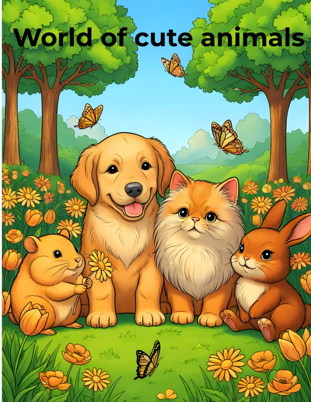 World of cute animals: Adorable Pets, Farm Animals, and Jungle Friends for Toddlers and Preschoolers (Easy & Fun Coloring Pages)