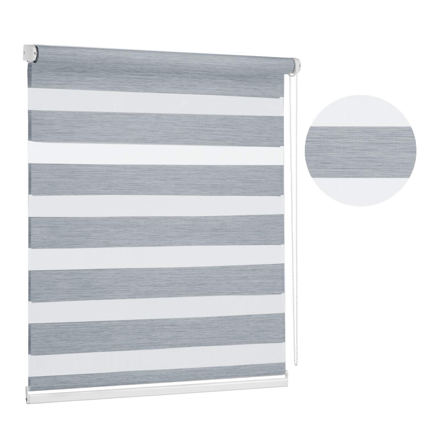 Premium Dark Grey Day and Night Zebra Window Roller blind, 17 width sizes, 200cm drop, 60cm (23.6") Wide