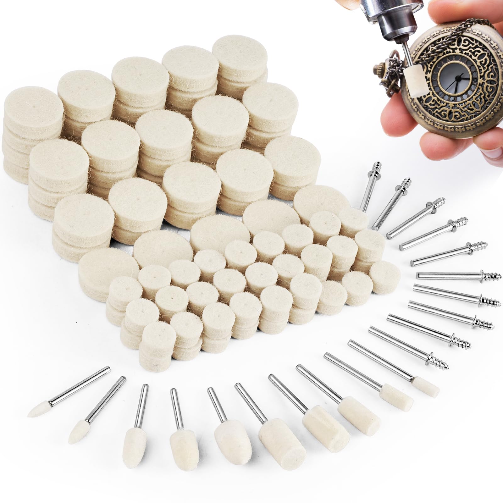 Set 120 Pezzi Dischi Lucidatura Per Dremel - In Lana E Feltro Per Metalli E Gioielli - Foto 3