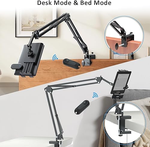 Miniatura 5 de Soporte para tablet para lectura Kindle en la cama con girador de páginas remoto, fácil de ajustar, manos libres, soporte de brazo perezoso para