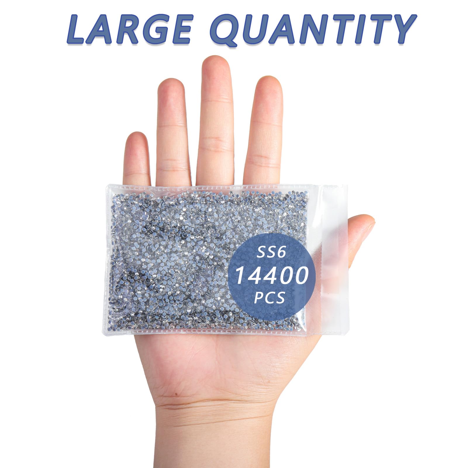Beadsland Hotfix Rhinestones Bulk,14400PCS Crystal Hot Fix Rhinestones for Crafts Clothes DIY Decoration,Crystal,SS6,1.9-2.1mm - Image 3