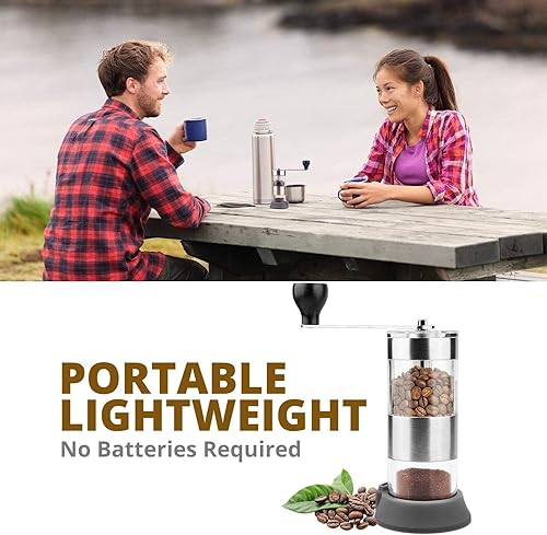 Miniatura 5 de Molinillo manual de granos de café expreso  Molinillo de especias portátil de acero inoxidable y molinillo de café manual visible fácil de usar