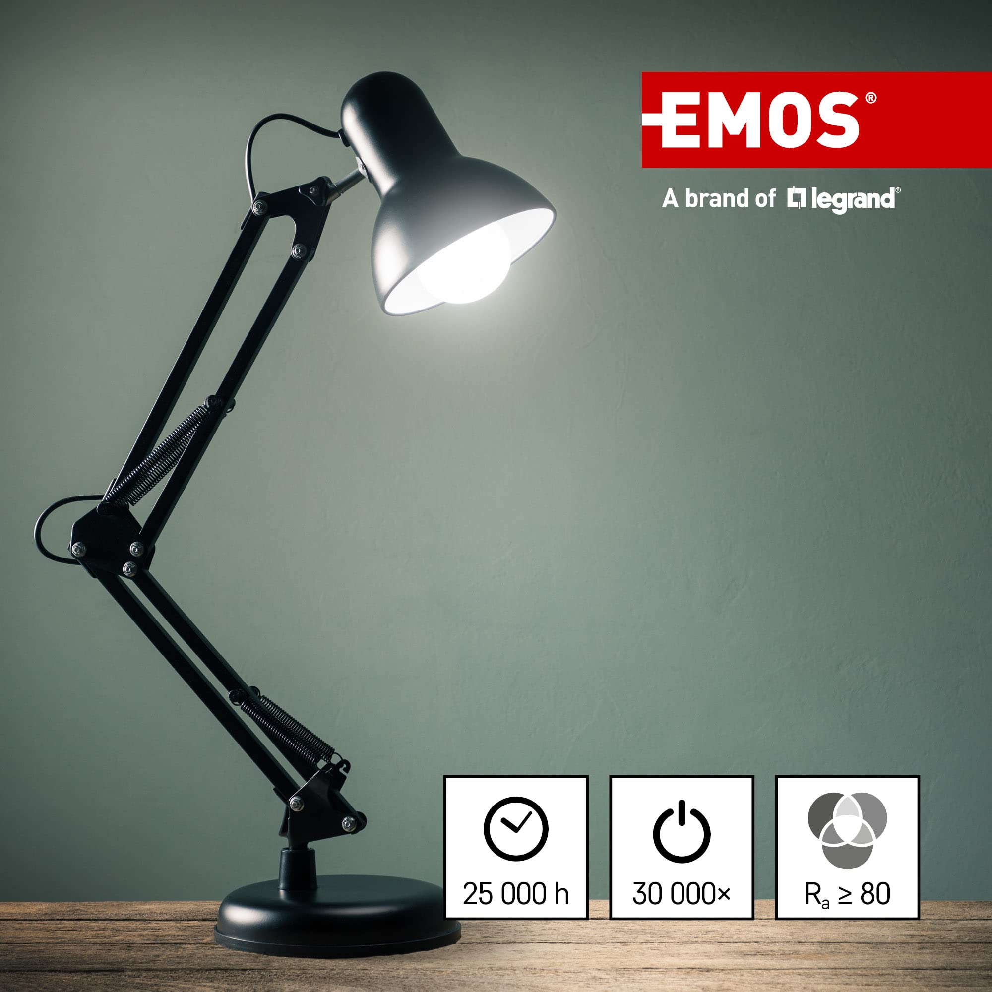 EMOS Lampadina LED Edison Mini Globe, 3,4 W, ricambio per lampadina da 40 W, lampadina vintage trasparente con attacco E14, luminosità 470 lm, bianco