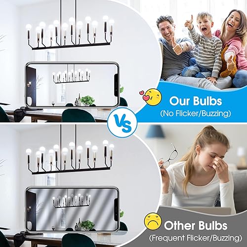 Miniatura 8 de MAXvolador Bombillas LED E12 de 60 W equivalentes a luz diurna de 5000 K, bombillas de ventilador de techo, 600 lm CRI 85+ bombillas de base