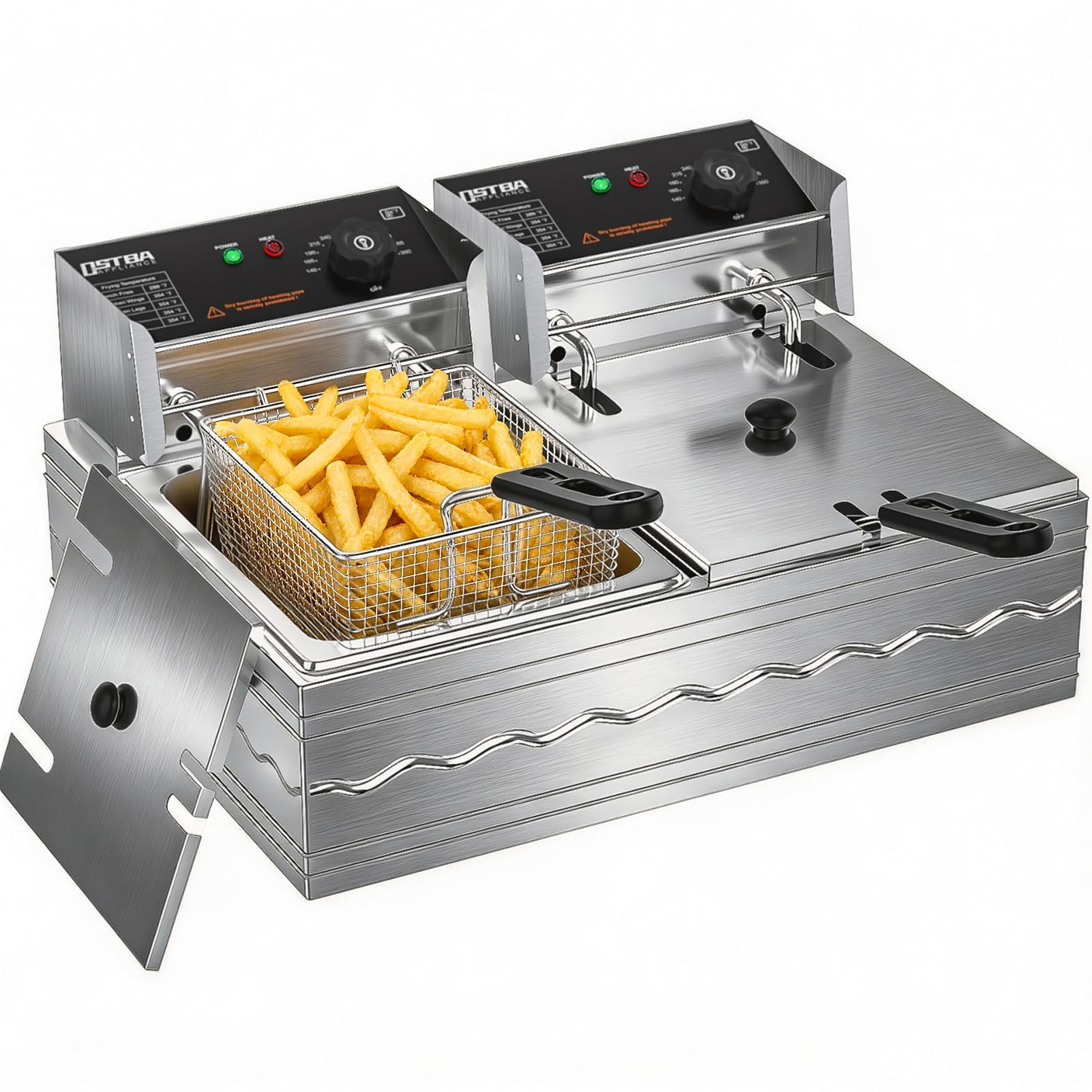 OSTBA 20.7QT commercial electric deep fryer stainless steel countertop with basket and oil tank