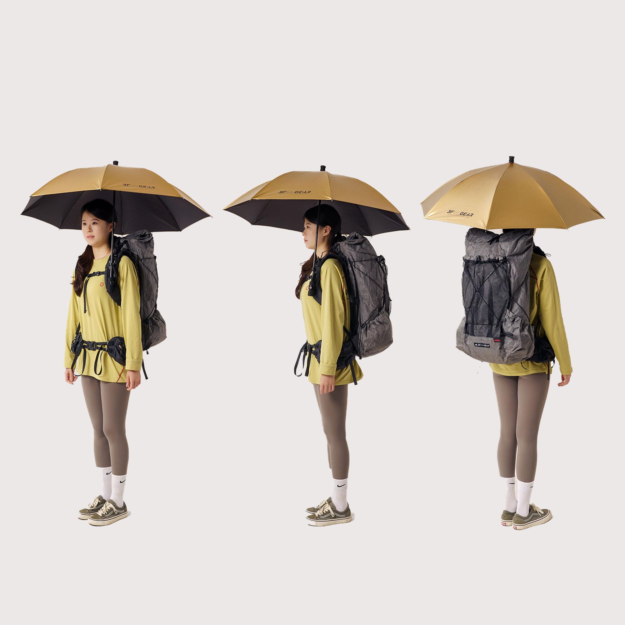 windhike 3F UL GEAR ultralekki parasol trekkingowy, włókno węglowe, nylon Dyneema 20D, wodoszczelny i chroniący przed słońcem, w zestawie uchwyt na plecak, na wędrówki, kemping, wędkowanie na świeżym