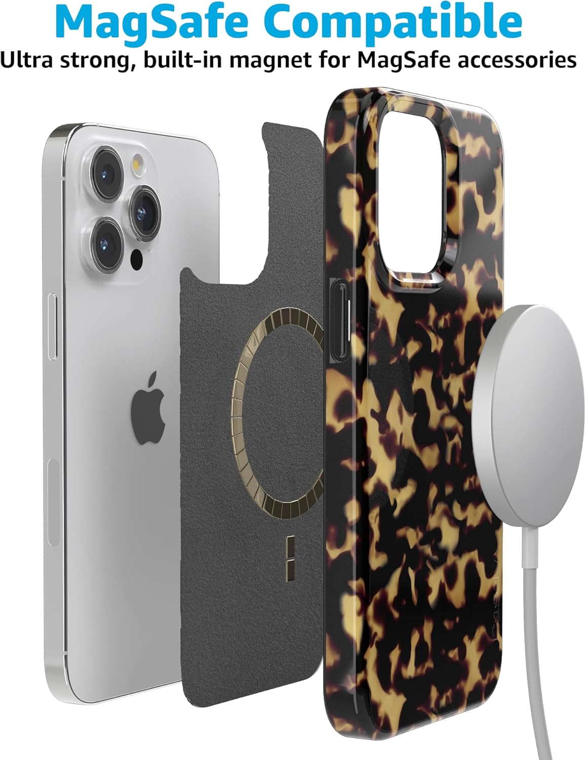 Casely iPhone 15 Pro Case | Shell Shocked | Tortoise Print | Compatible with MagSafe | Classic Ultra Slim Design
